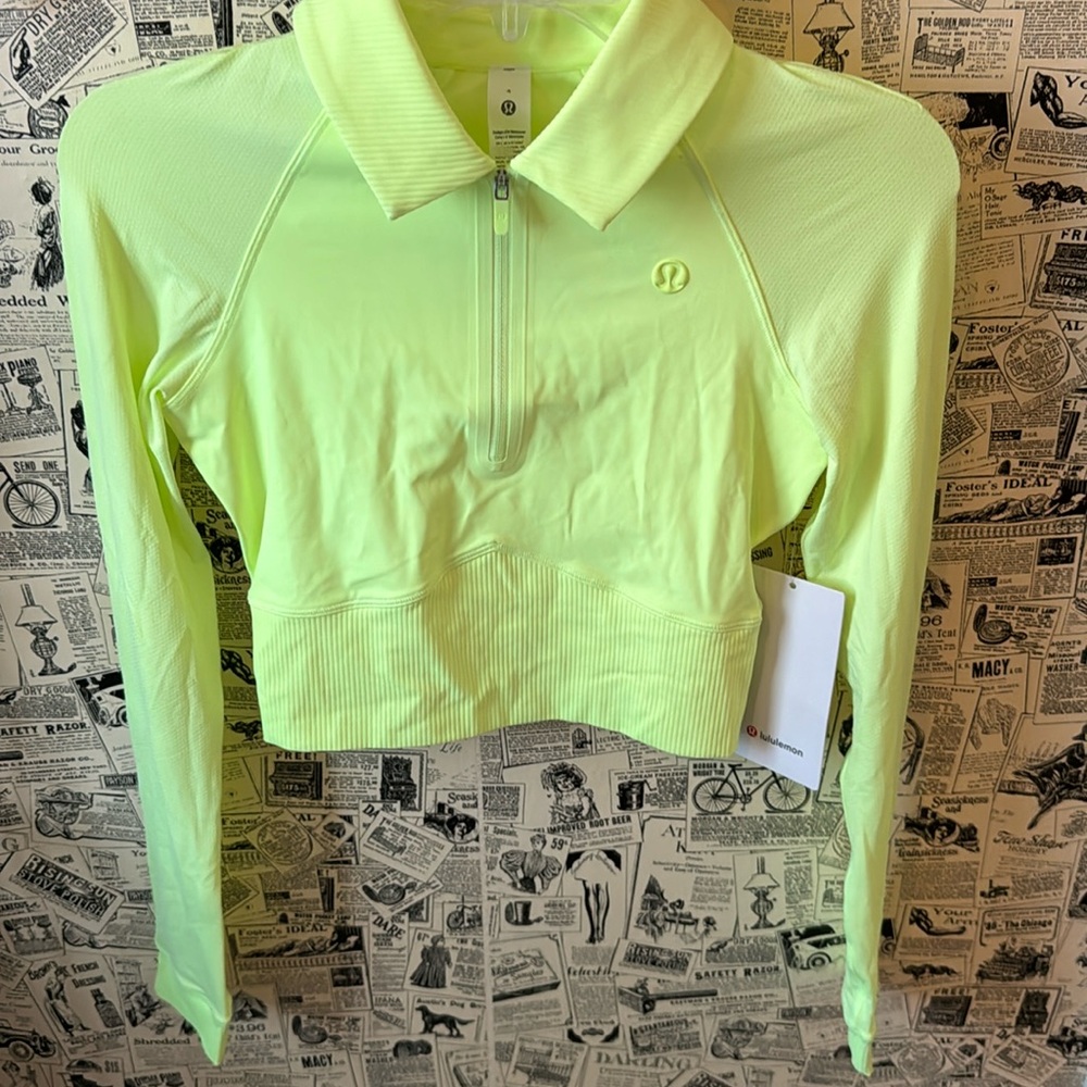[ NWT ] Size 4 faded zap lululemon half zip long sleeve golf polo green